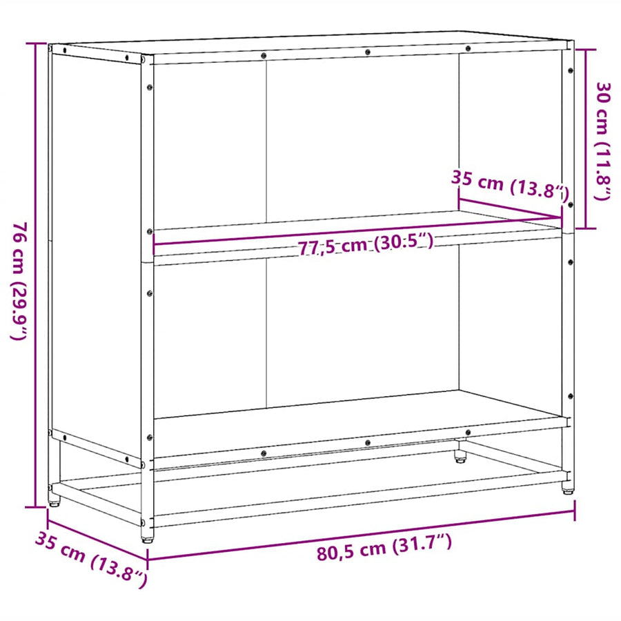 Boekenkast 80,5x35x76 cm bewerkt hout grijs sonoma eikenkleurig