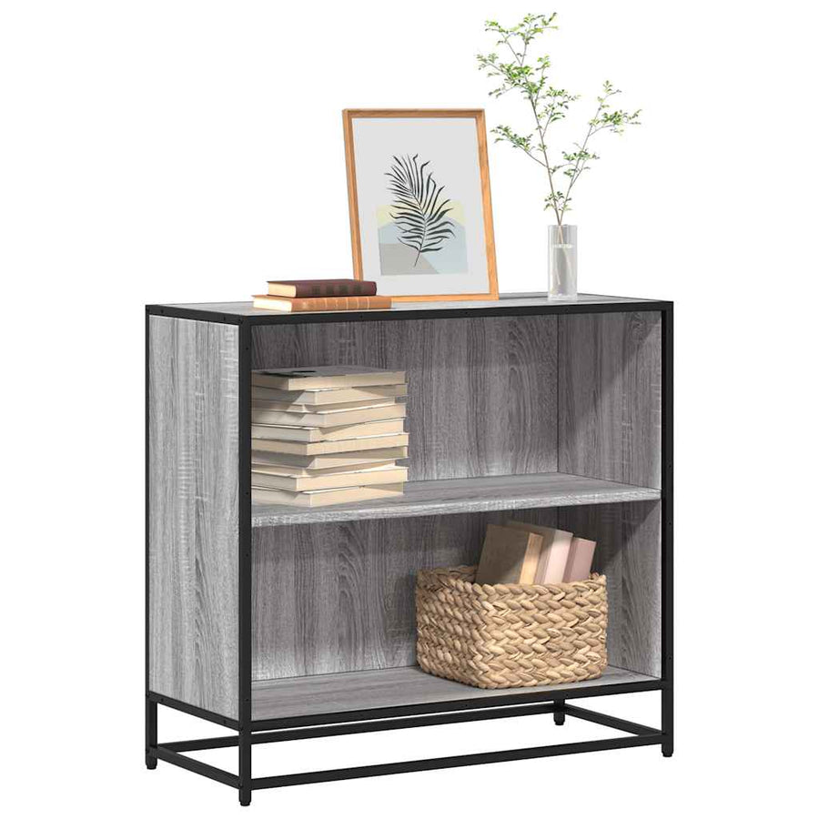 Boekenkast 80,5x35x76 cm bewerkt hout grijs sonoma eikenkleurig