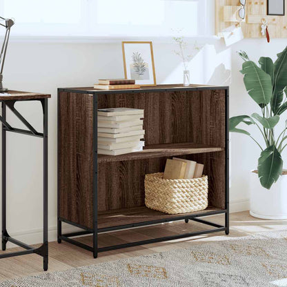 Boekenkast 80x35x76 cm bewerkt hout bruin eikenkleur