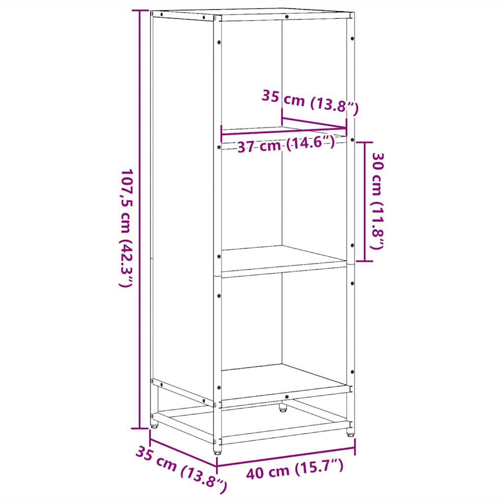 Boekenkast 40x35x107,5 cm bewerkt hout sonoma eikenkleurig