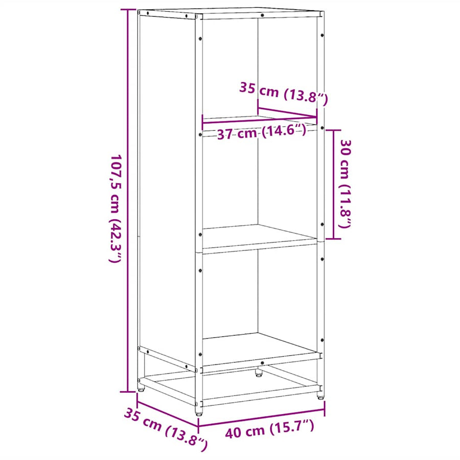 Boekenkast 40x35x107,5 cm bewerkt hout sonoma eikenkleurig