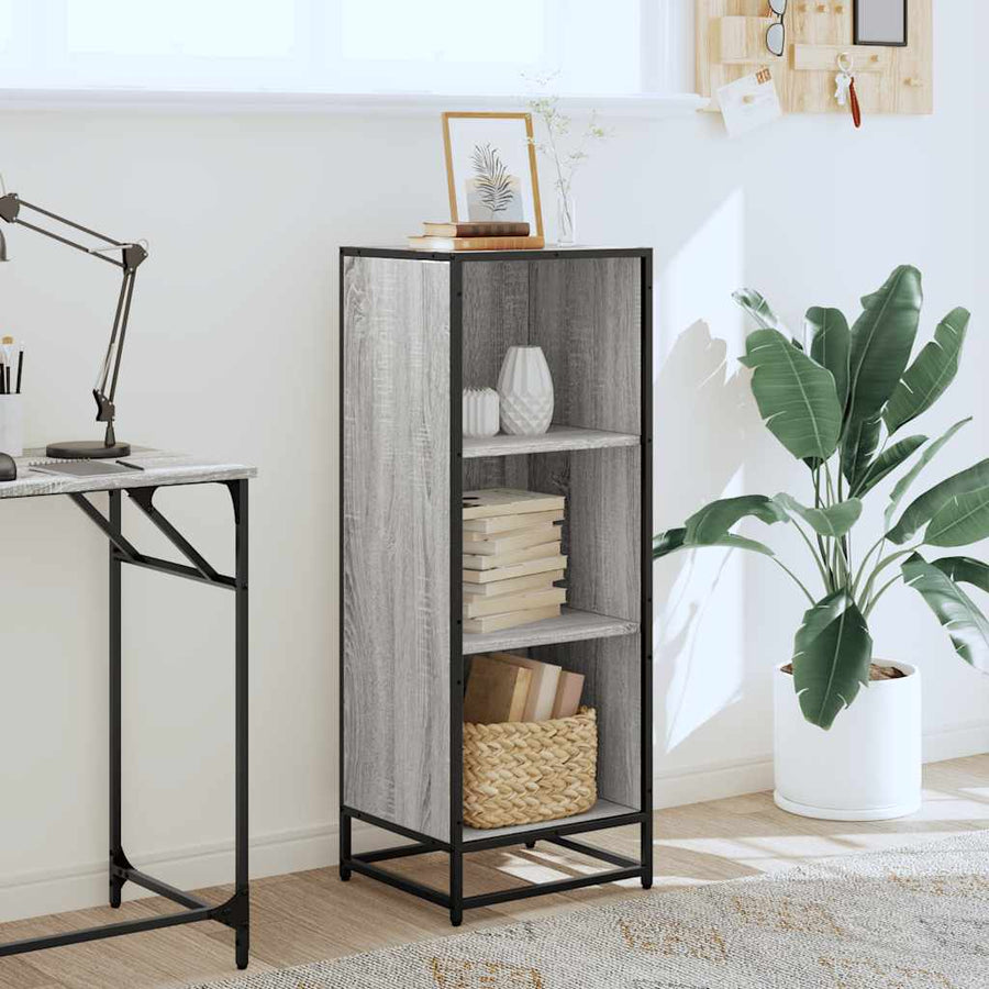 Boekenkast 40x35x107,5 cm bewerkt hout grijs sonoma eikenkleur