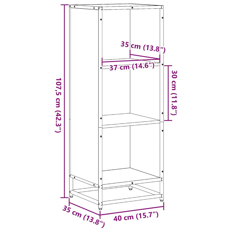 Boekenkast 40x35x107,5 cm bewerkt hout bruin eikenkleur