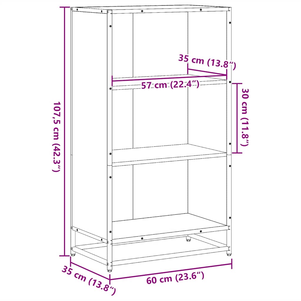 Boekenkast 60x35x107,5 cm bewerkt hout zwart
