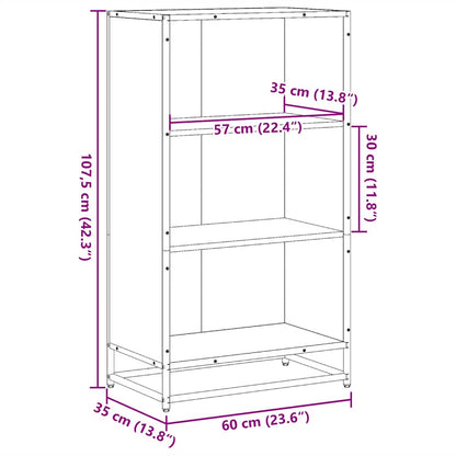 Boekenkast 60x35x107,5 cm bewerkt hout zwart