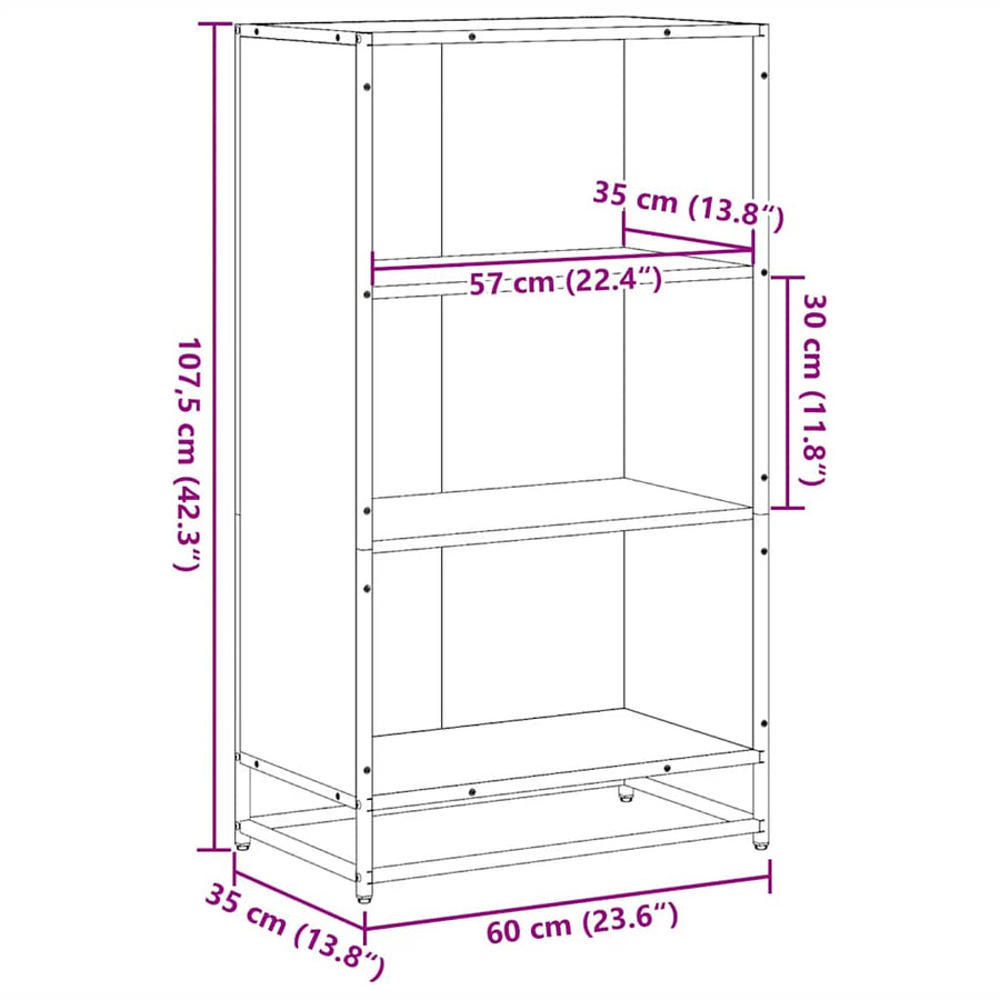 Boekenkast 60x35x107,5 cm bewerkt hout sonoma eikenkleurig