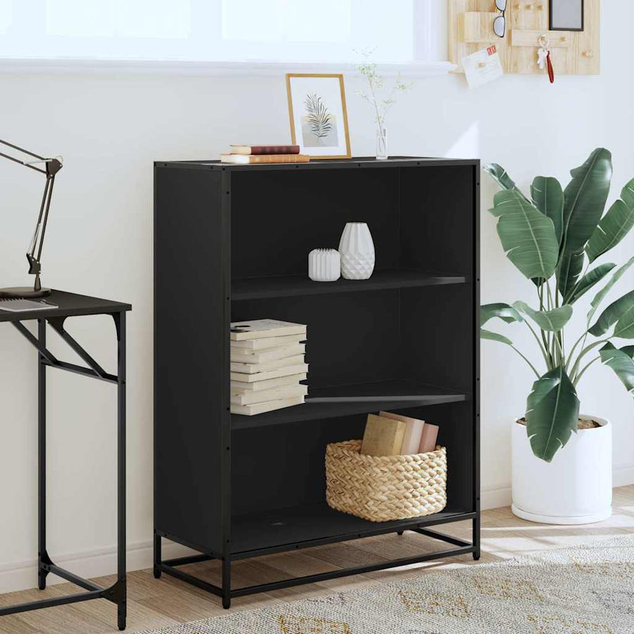 Boekenkast 80,5x35x107,5 cm bewerkt hout zwart
