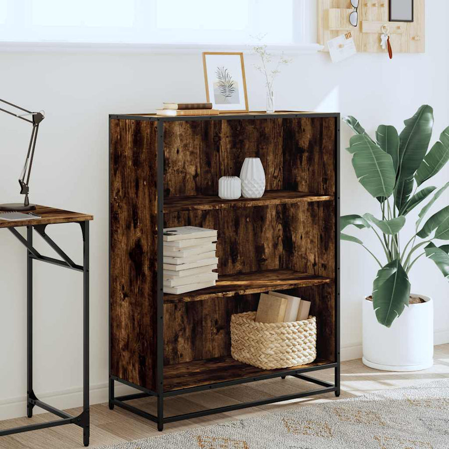 Boekenkast 80,5x35x107,5 cm bewerkt hout gerookt eikenkleurig