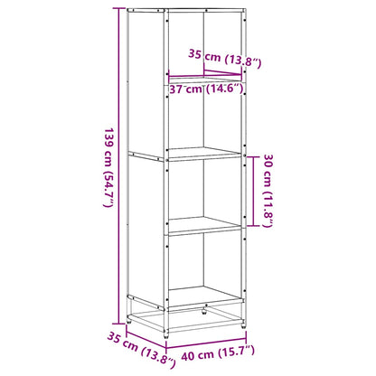 Boekenkast 40x35x139 cm bewerkt hout gerookt eikenkleurig