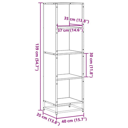 Boekenkast 40x35x139 cm bewerkt hout bruin eikenkleur