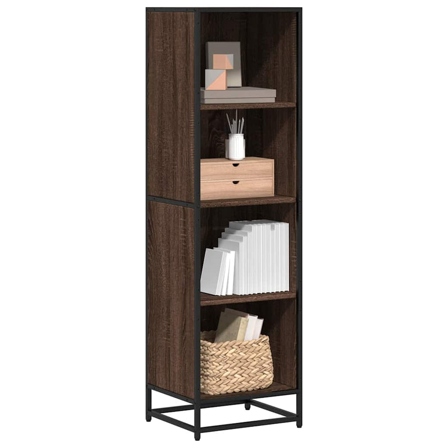 Boekenkast 40x35x139 cm bewerkt hout bruin eikenkleur