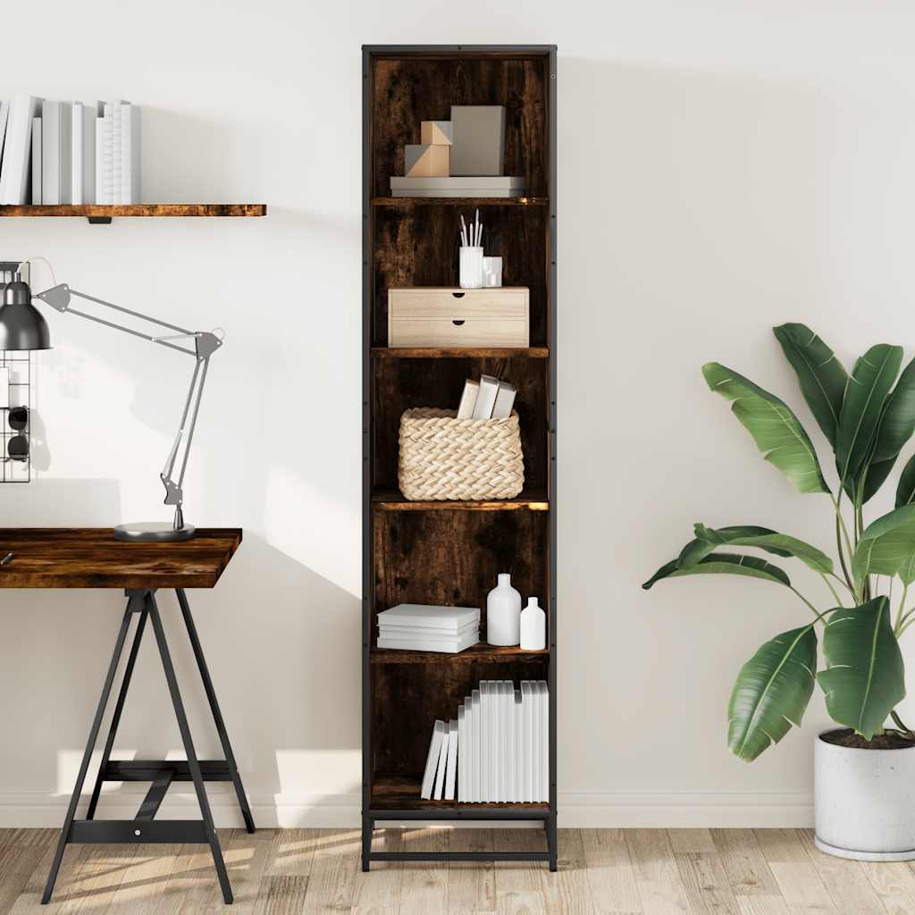 Boekenkast 40x35x170,5 cm bewerkt hout gerookt eikenkleurig