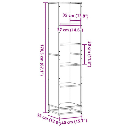 Boekenkast 40x35x170,5 cm bewerkt hout gerookt eikenkleurig