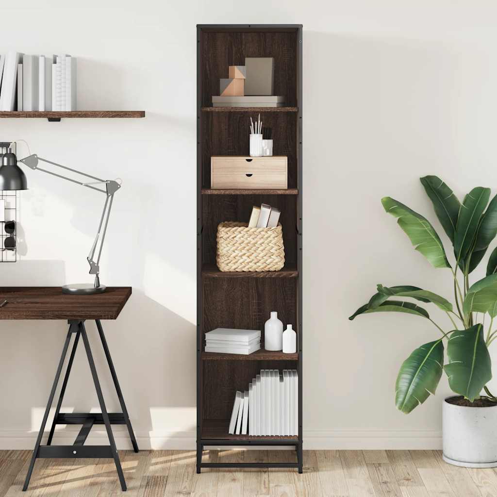 Boekenkast 40x35x170,5 cm bewerkt hout bruin eikenkleur