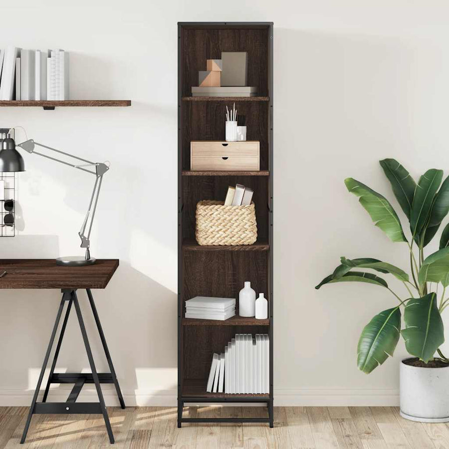 Boekenkast 40x35x170,5 cm bewerkt hout bruin eikenkleur