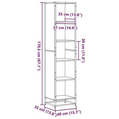 Boekenkast 40x35x170,5 cm bewerkt hout bruin eikenkleur