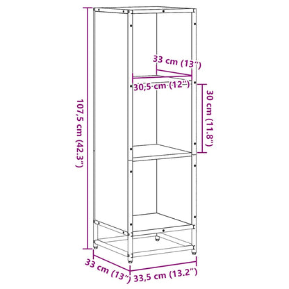 Boekenkast 33,5x33x107,5 cm bewerkt hout gerookt eikenkleurig