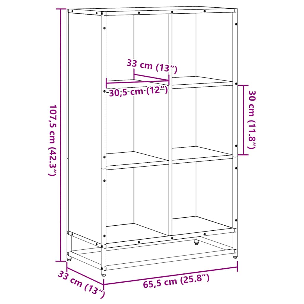 Boekenkast 65,5x33x107,5 cm bewerkt hout gerookt eikenkleurig
