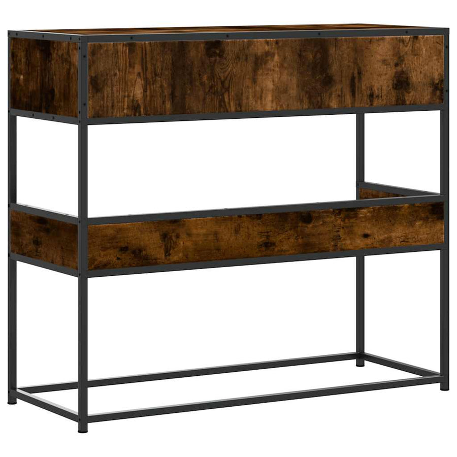 Wandtafel 90x35x80 cm bewerkt hout gerookt eikenkleurig