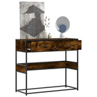 Wandtafel 90x35x80 cm bewerkt hout gerookt eiken