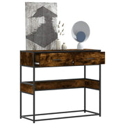 Wandtafel 90x35x80 cm bewerkt hout gerookt eiken