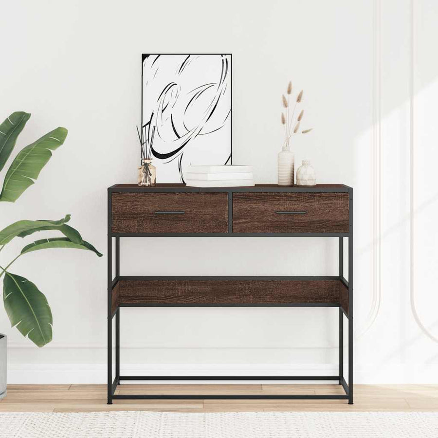 Wandtafel 90x35x80 cm bewerkt hout bruin eikenkleur