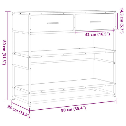 Wandtafel 90x35x80 cm bewerkt hout zwart
