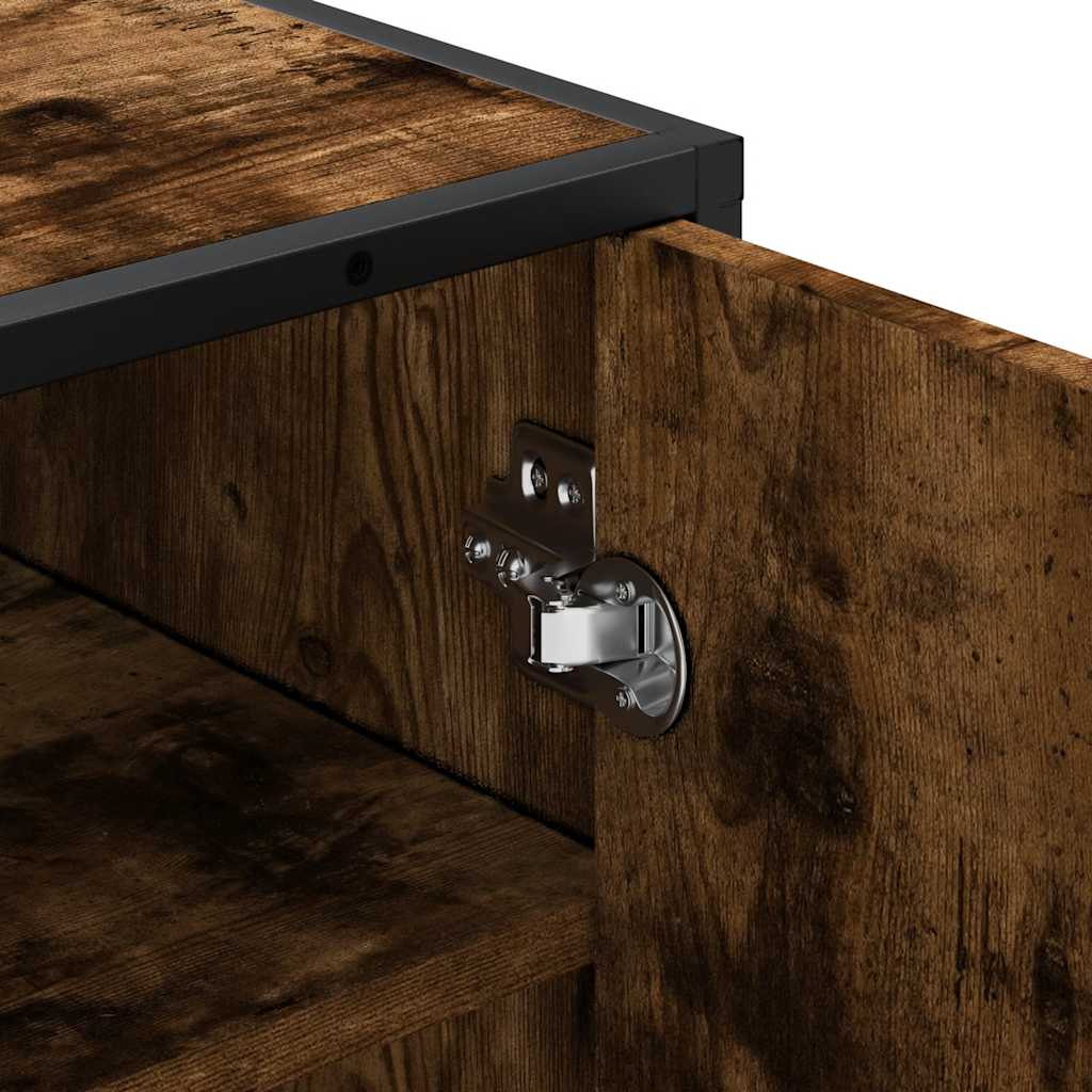 Schoenenrek 48x38x97,5 cm bewerkt hout gerookt eikenkleurig