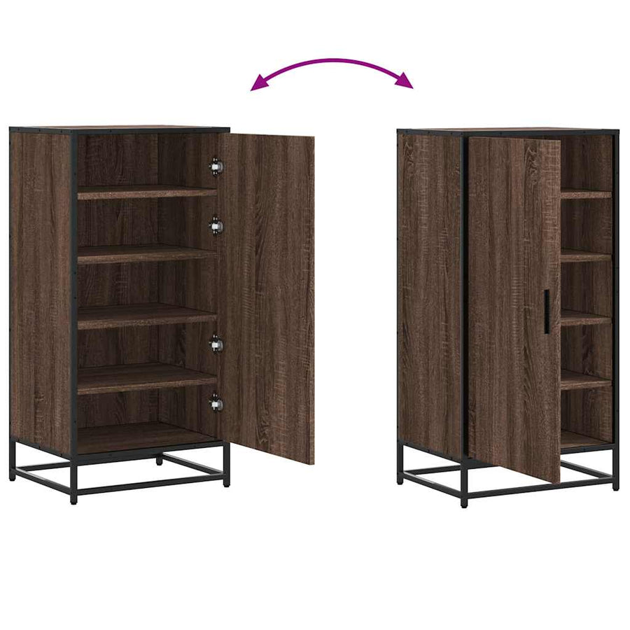 Schoenenrek 48x38x97,5 cm bewerkt hout bruin eikenkleurig