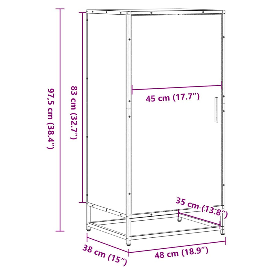 Schoenenrek 48x38x97,5 cm bewerkt hout bruin eikenkleurig