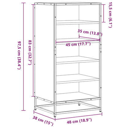 Schoenenrek 48x38x97,5 cm bewerkt hout sonoma eikenkleurig