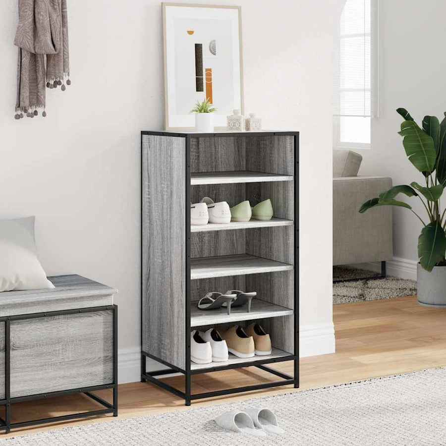 Schoenenrek 48x38x97,5 cm bewerkt hout grijs sonoma eikenkleur