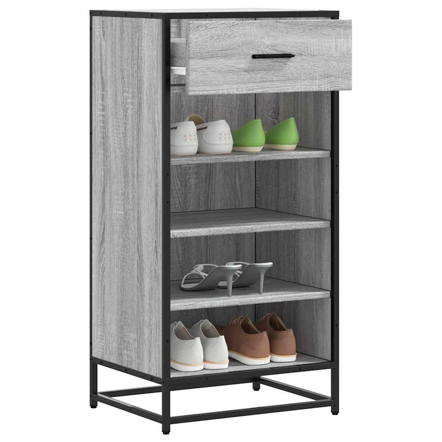 Schoenenrek 48x38x97,5 cm bewerkt hout grijs sonoma eikenkleur