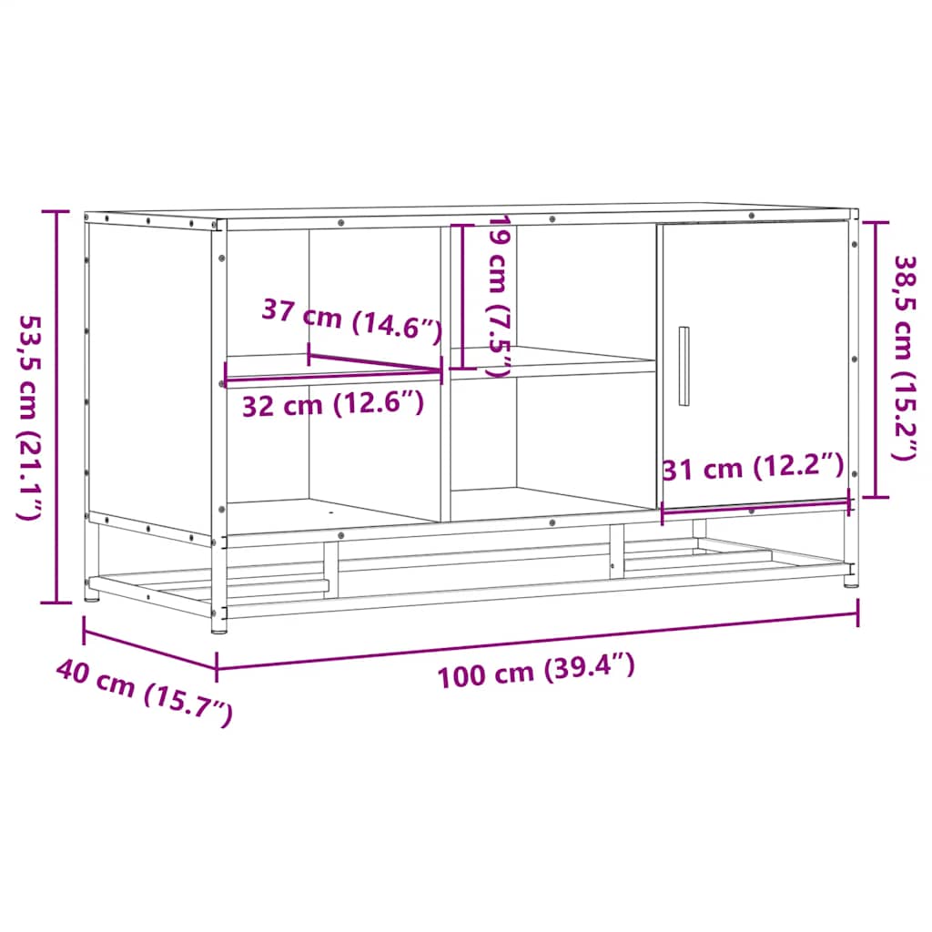 Schoenenbank 100x40x53,5 cm bewerkt hout en metaal zwart