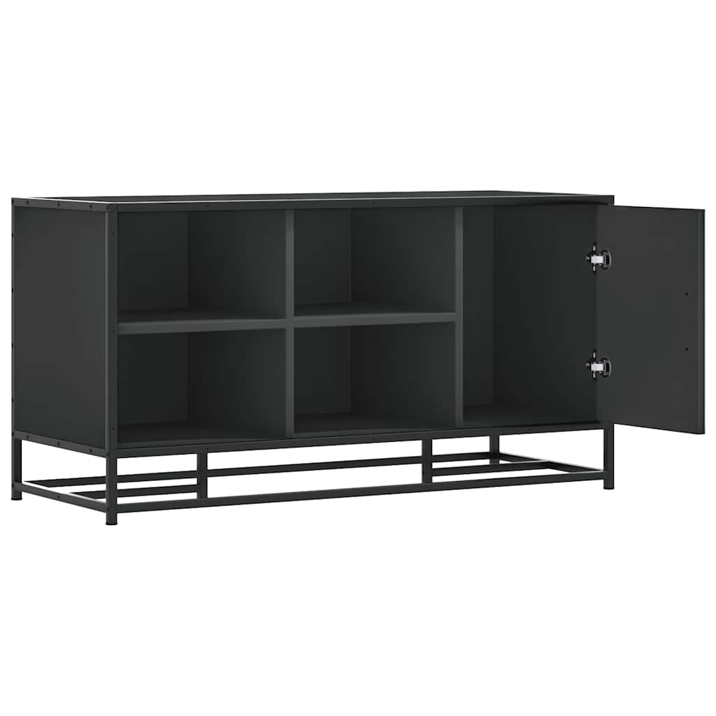 Schoenenbank 100x40x53,5 cm bewerkt hout en metaal zwart
