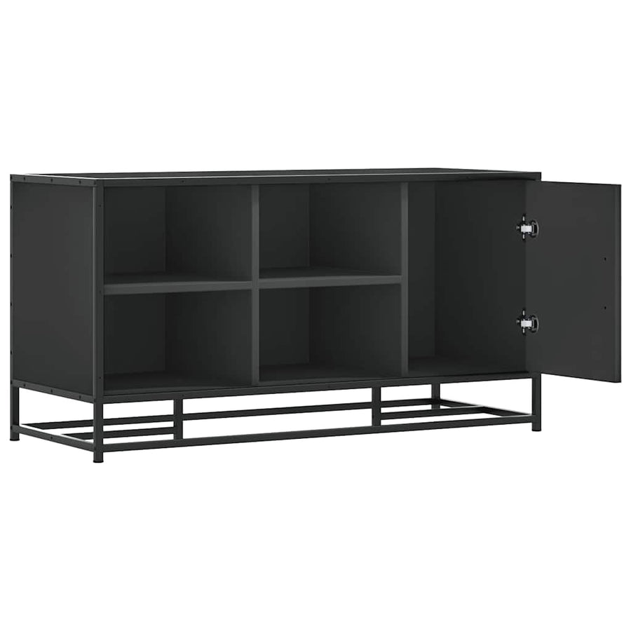 Schoenenbank 100x40x53,5 cm bewerkt hout en metaal zwart