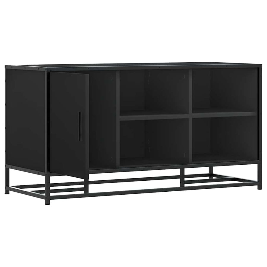 Schoenenbank 100x40x53,5 cm bewerkt hout en metaal zwart