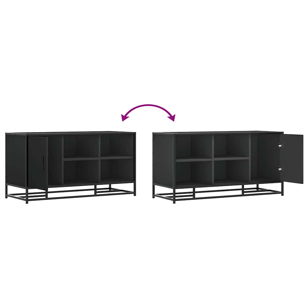 Schoenenbank 100x40x53,5 cm bewerkt hout en metaal zwart