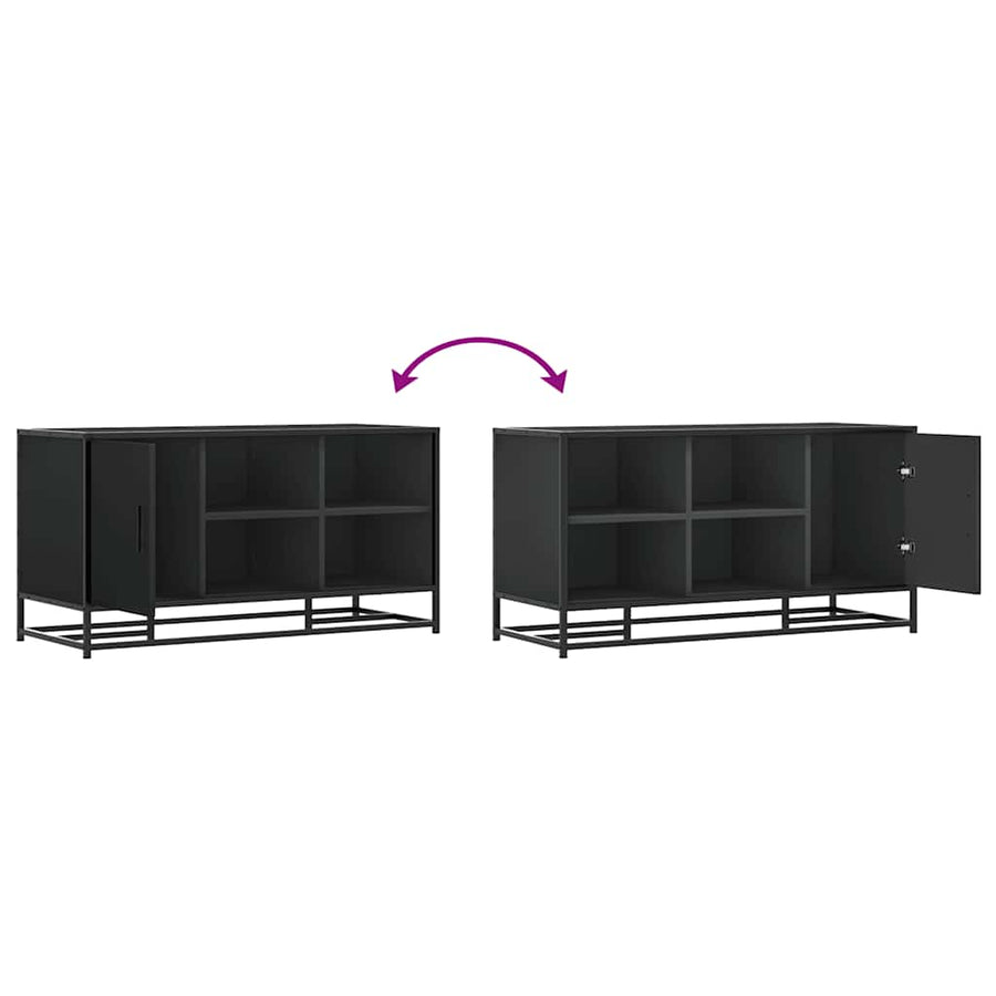 Schoenenbank 100x40x53,5 cm bewerkt hout en metaal zwart
