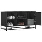 Schoenenbank 100x40x53,5 cm bewerkt hout metaal zwart