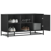 Schoenenbank 100x40x53,5 cm bewerkt hout metaal zwart