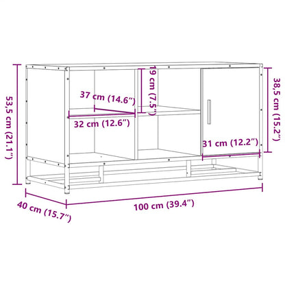 Schoenenbank 100x40x53,5 cm bewerkt hout en metaal sonoma eiken