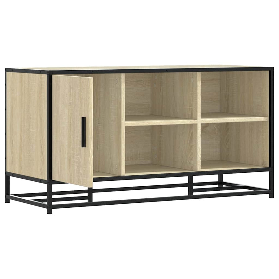 Schoenenbank 100x40x53,5 cm bewerkt hout en metaal sonoma eiken
