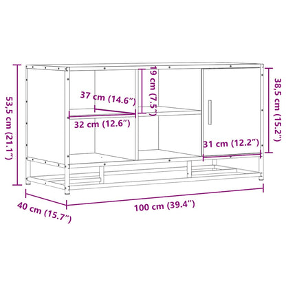 Schoenenbank 100x40x53,5 cm bewerkt hout en metaal grijs sonoma