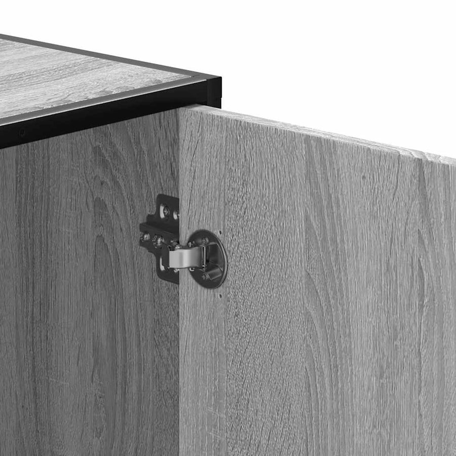 Schoenenbank 100x40x53,5 cm bewerkt hout en metaal grijs sonoma