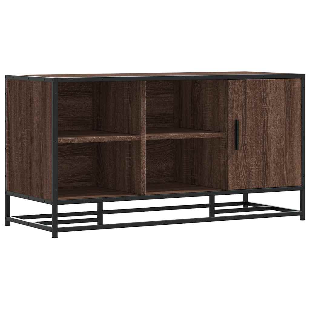 Schoenenbank 100x40x53,5 cm bewerkt hout en metaal bruin eiken