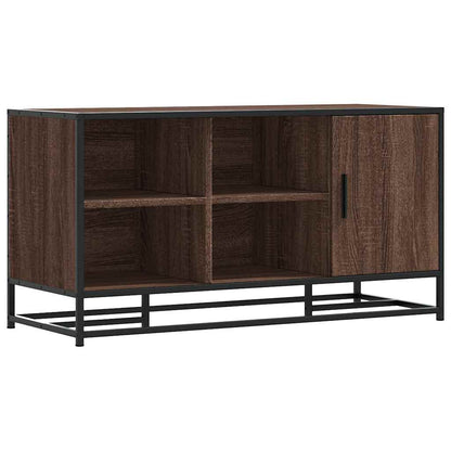 Schoenenbank 100x40x53,5 cm bewerkt hout en metaal bruin eiken