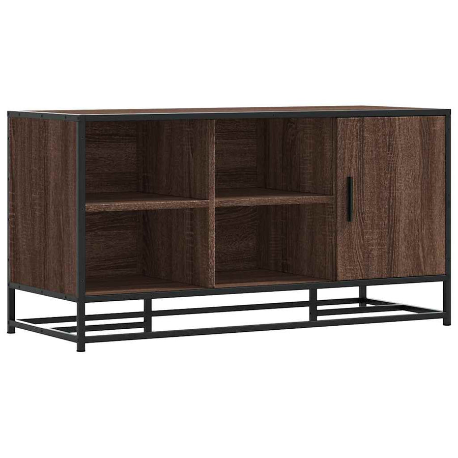 Schoenenbank 100x40x53,5 cm bewerkt hout en metaal bruin eiken