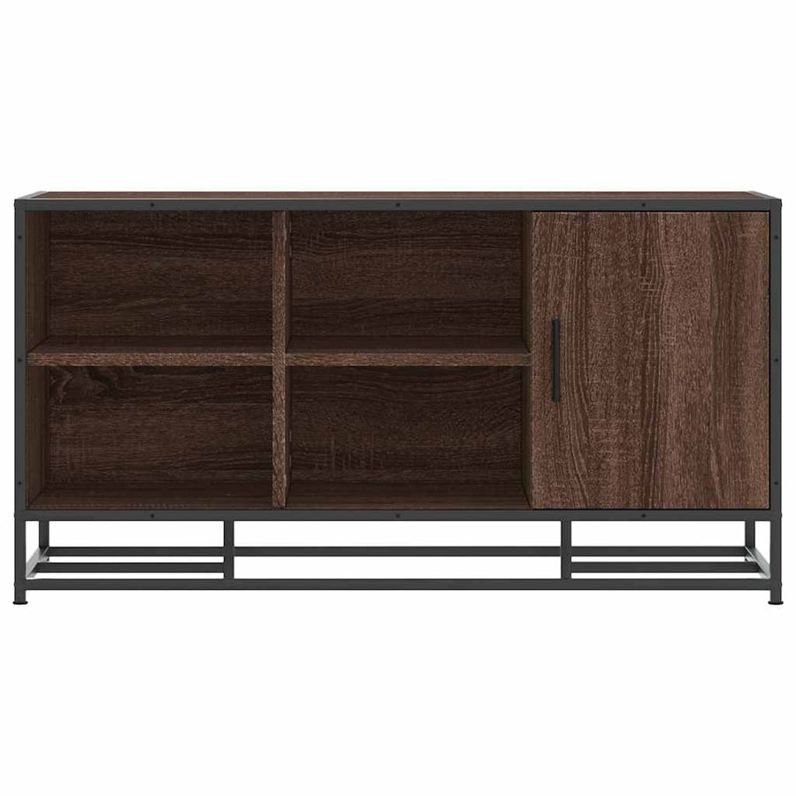 Schoenenbank 100x40x53,5 cm bewerkt hout en metaal bruin eiken