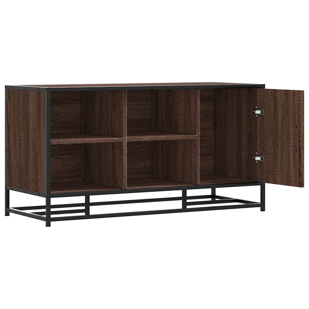 Schoenenbank 100x40x53,5 cm bewerkt hout en metaal bruin eiken